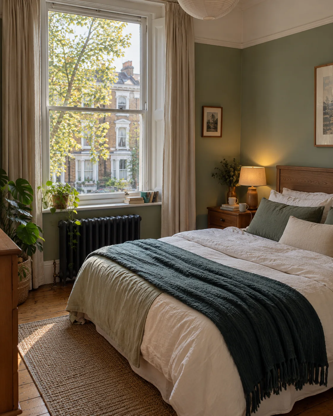 A bright bedroom in a London house share